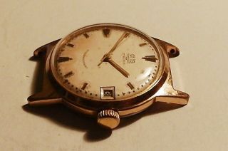 and preserved vintage german wristwatch GUB GLASHUTTE gold plated date 2