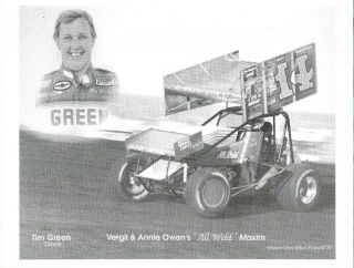 Photograph: Tim Green 1990.  Vergil Owen 14.  Narc Sprint Car Racing.  Handout.