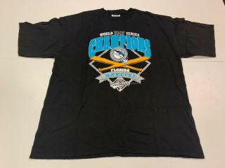 Vintage 1997 Florida Marlins World Series Champs Black T - Shirt - 2xl