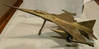 Vintage Solid Brass F16 Jet Fighter Plane Airplane Model Desk Display