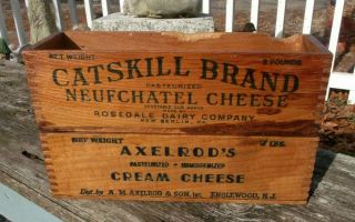 2 Vintage Wooden Cheese Box Wood Catskill Axelrod Old General Store Pa Nj