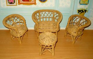 Vintage Pedigree Sindy Wicker Chairs And Table Set