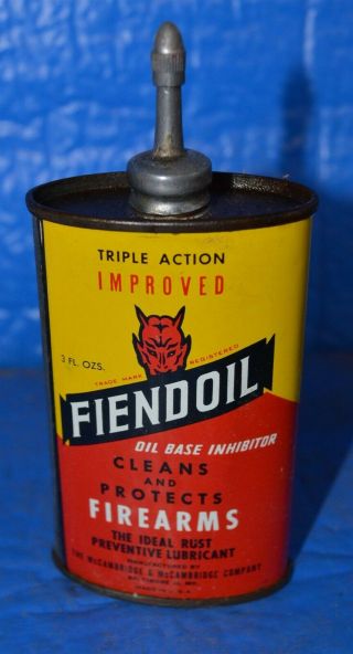Vintage Devil Head Lead Top Fiendoil Gun Oil Oiler Can 3 Oz Baltimore Md