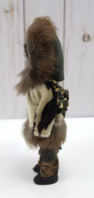 Vintage handmade Alaskan Eskimo Doll Dressed in Authentic Fur Clothing 8”tall. 3