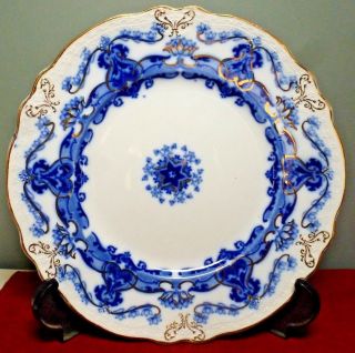 Very Rare Antique Upper Hanley Pottery " Elgar " Flow Blue Semi - Porcelain 9 " Plate