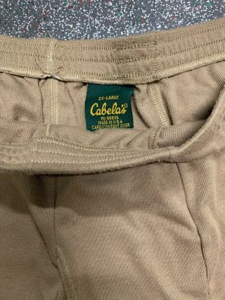 Vintage Cabela ' s Thermal Long Underwear Pants Men ' s 2X Large USA.  RN 56835 2
