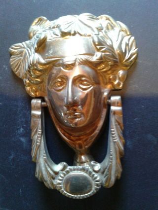 Vintage Rare Architectural Solid Brass Medusa Head Gold Baroque Door Knocker