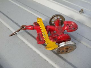 Vintage Arcade Cast Iron Toy Sickle Bar Mower Antique Farm Steel Wheel Tractor