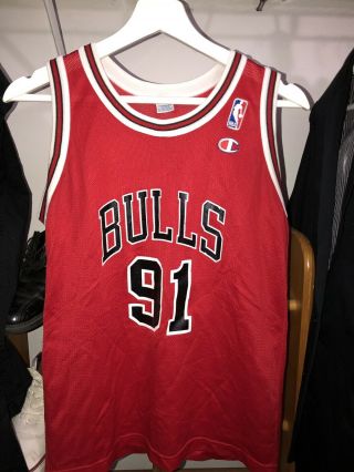 Mens Vintage Lightly Worn Champion Dennis Rodman Chicago Bulls Jersey Size 40