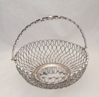 A Fine Vintage Antique Silver Plated Wirework Bread Basket / Dish / Bowl C1900
