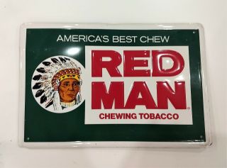Red Man Chewing Tobacco Vintage Embossed Tin " America 