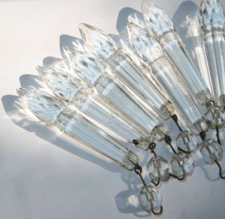 15 Antique Prism French Gothic Spear Crystal Glass Lamp Chandelier Parts Vintage