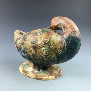 Rare Chinese Tang Tri - Color Glazed Ceramics Swan A.  D.  618 - 907 Tang dynasty 3
