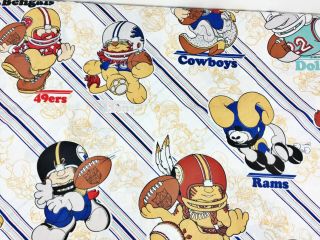 Vintage 80s NFL Football Teams Kids Twin Sheet Set Flat & Fitted 3