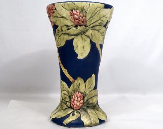 Antique Vintage Weller Vase Rhododendron Large Blue Mauve Flemish Line 12 " X 7 "
