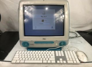 Vintage Imac G3 Blueberry Color With Keyboard And Mouse
