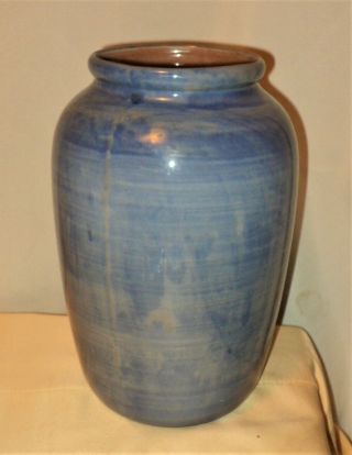 Large Stangl Pottery Blue Vase Terra Rose Urn Shape 3696 Vintage 9 1/2 " Tall