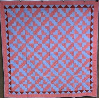 Holiday Pa C 1880 - 1900 Hearts & Gizzards Quilt Antique Lancaster Blue