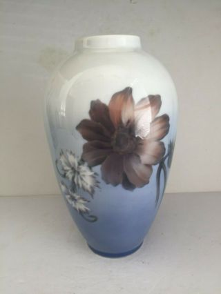Large Vintage B&g Bing & Grondahl Hand Painted Flowers Vase 10.  5 " Tall