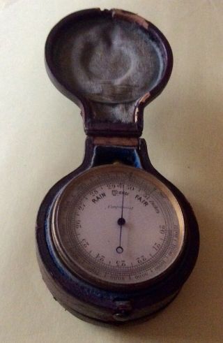 Victorian Cased Double Sided,  Pocket Barometer And Compass