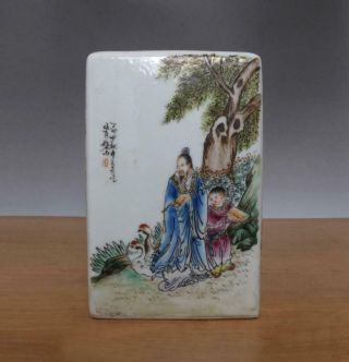 Wang Dafan Signed Antique Chinese Famille Rose Porcelain Brush Pot