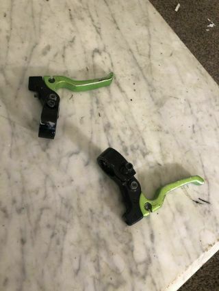 Vintage Mongoose Brake Handle Pair - Green Finish - 22.  2 Bars - Awesome Colors