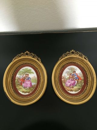 Vintage Framed Porcelain Victorian Courting Couple B & S Creations,  N.  Y