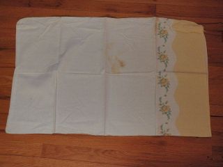Vtg Feedsack Full Uncut Yellow Green Rose Cotton Quilt Fabric Doll Clothes F3bb