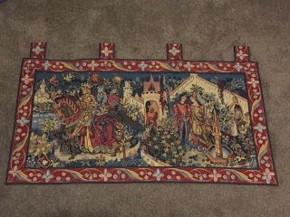 Vintage Style Hanging Tapestry Of A Medieval Scene