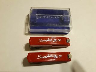 Set Of 2 Vintage Swingline Tot 50 Mini Stapler - Red