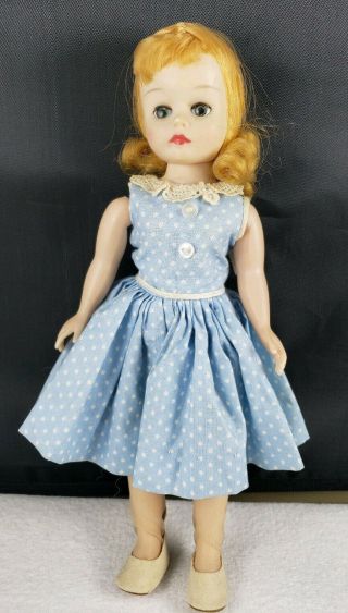 Vintage 1950 - 60s Madame Alexander Cissette Doll Blue & White Dress 1031