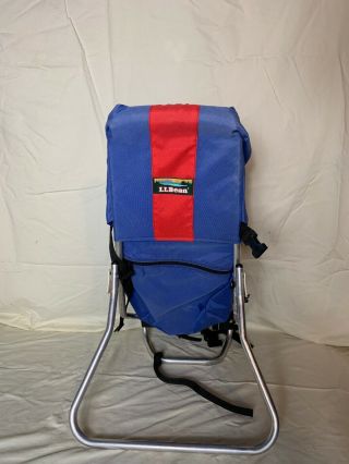 L.  L.  Bean Vintage 80’s Baby Carrier Blue Red Backpack Straps Outdoor Folding