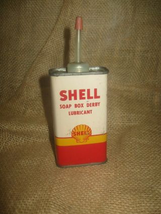 Vintage Shell Soap Box Derby Lubricant Handy Oil Oiler Racing Gas & Oil Can Tin