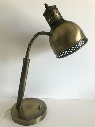 Vintage Underwriters Laboratories Brass Portable Gooseneck Desk Lamp 18 "