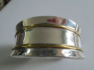 Vintage Mexican Sterling Silver & Brass Cuff Bracelet 7 Inch