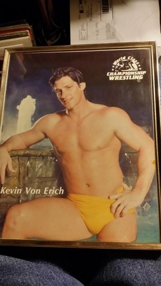 Vintage Kevin Von Erich World Class Championship Wrestling 8x10 Framed Photo