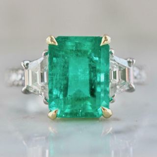 Art Deco 3.  77 Ct Emerald Green Sapphire Antique Vintage Silver Engagement Ring 7