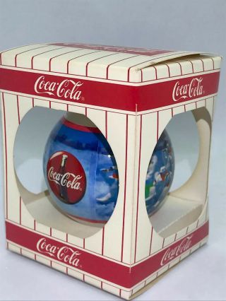 Vintage 1993 Coca - Cola Polar Bear Christmas Ball 2 1/2” Ornament Rare