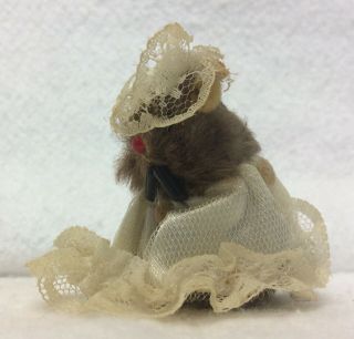 Vintage Real Fur Mouse Mice Russ Miniature Mouse In Wedding Dress & Veil Bride