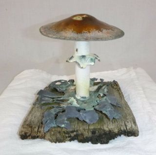Vtg Mid Century Modern Brutalist Metal & Enamel Mushroom Sculpture Needs Tlc