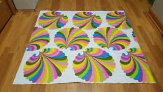 Awesome Rare Vintage Mid Century Retro 60s 70s Bright Colorful Swirl Fabric Wow