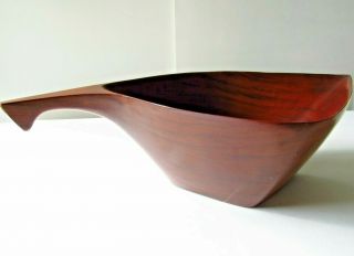 Mcm Vintage Umanoff Sculptured Mahogany Wooden Large Salad Bowl Raymor Haiti
