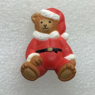 Signed Schmid Vintage Santa Suit Teddy Bear Brooch Pin Christmas Jewelry