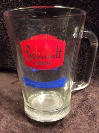 Vintage Schmidt Beer Pitcher " The Brew That Grew With The Great Northwest "