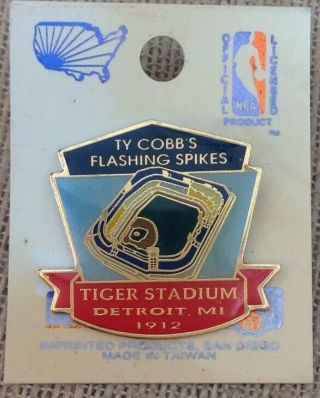 Vintage Detroit Tiger Stadium Lapel Pin On Card
