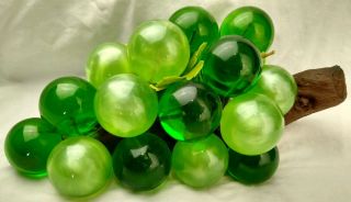 Mcm Large Green Vintage Acrylic Glass Lucite Grape Cluster Driftwood Retro