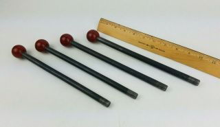 4x Drill Press Handles Red Knob Quill Feed Knee Mill Machinist Lever 1/2 Vintage