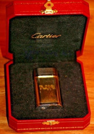 Auth Cartier Decor Lighter - Bi - Color Gold Silver Box Swiss