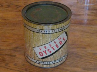 Vintage One Gallon Oyster Can J.  H.  White Baltimore Md.