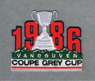 1986 Cfl Canadian Football Grey Cup Vancouver Patch